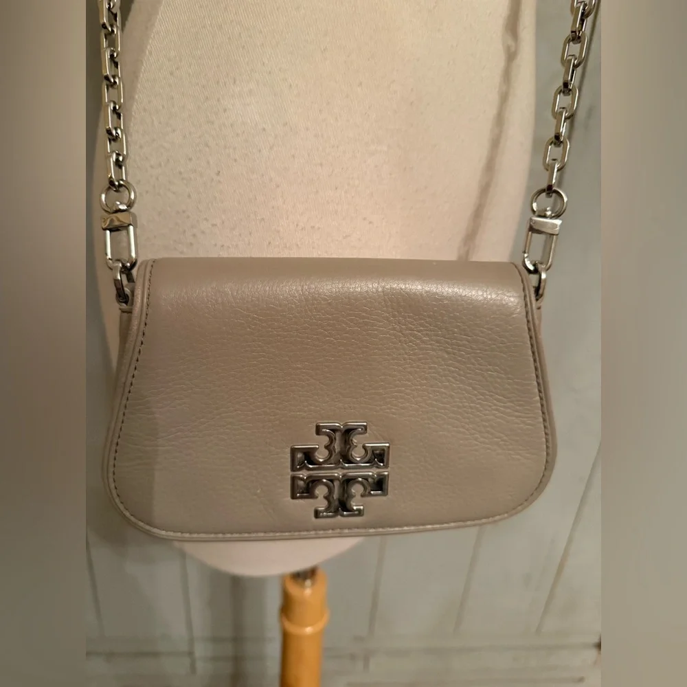 TORY‎ BURCH Britten Mini Crossbody Bag French Gray Silver Hardware Rt-398$ - Picture 3 of 9